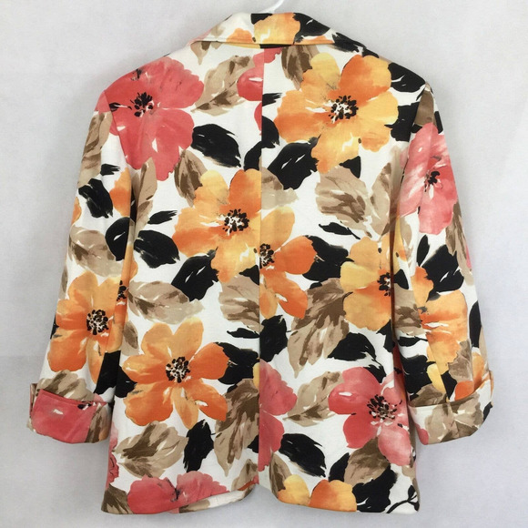 Alfred Dunner Open Front Blazer Jacket Women Sz 12 Hawaiian Tropical Fully Lined - Picture 2 of 11